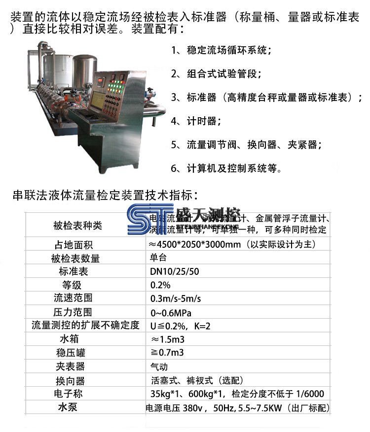 串聯(lián)法液體流量檢定裝置特點(diǎn)及參數(shù)